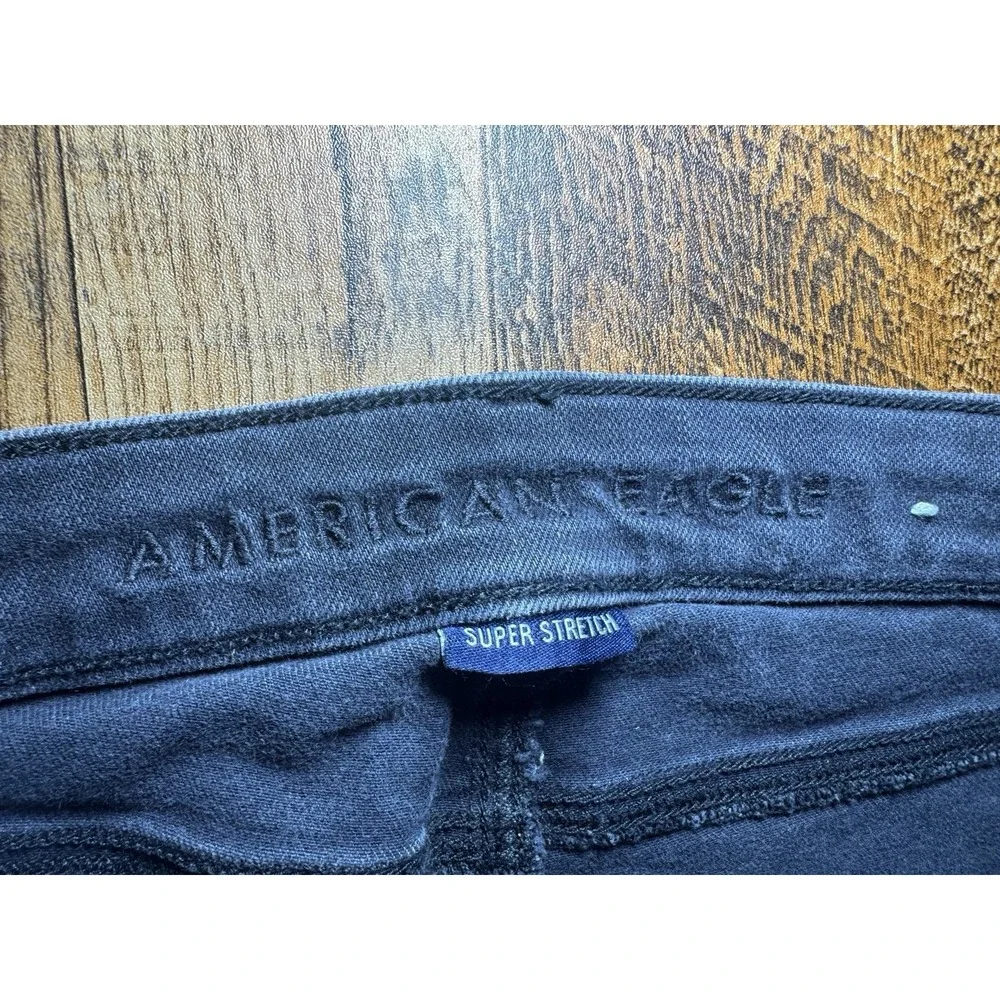 American Eagle Womens Sz 0 ‎ Straight Crop Jeans Black Regular Button Fly